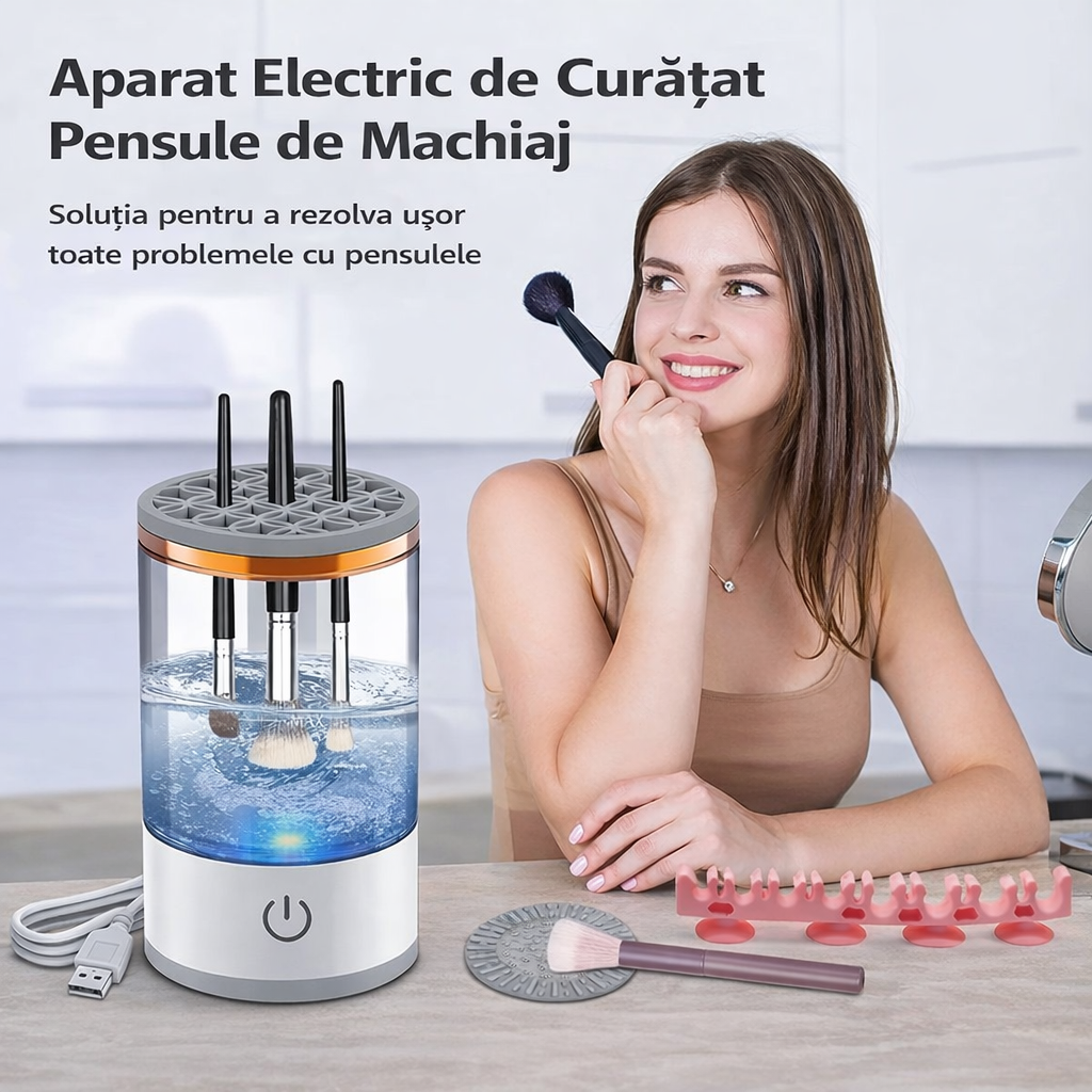 Curățător Automat pentru Pensule de Machiaj