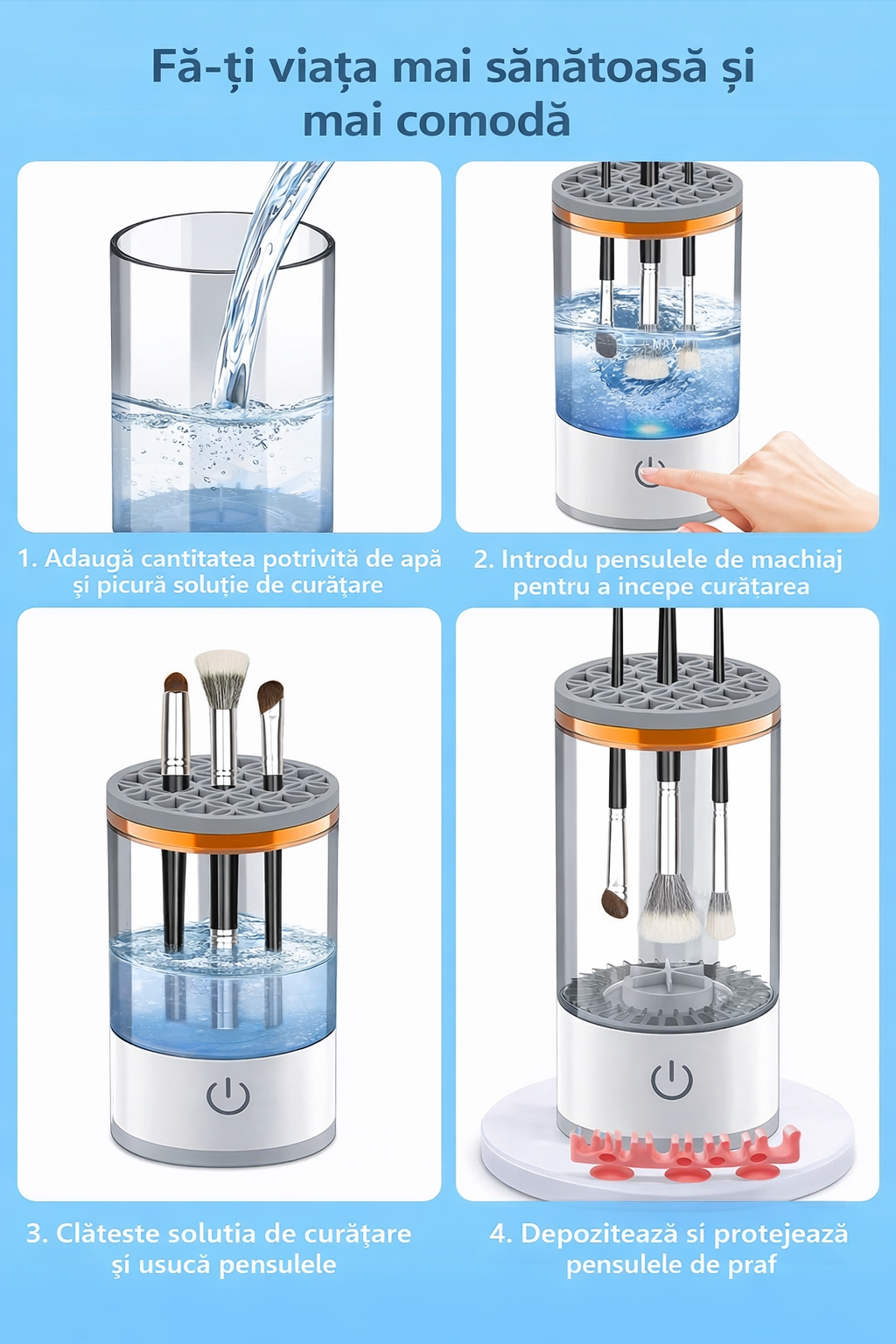 Curățător Automat pentru Pensule de Machiaj
